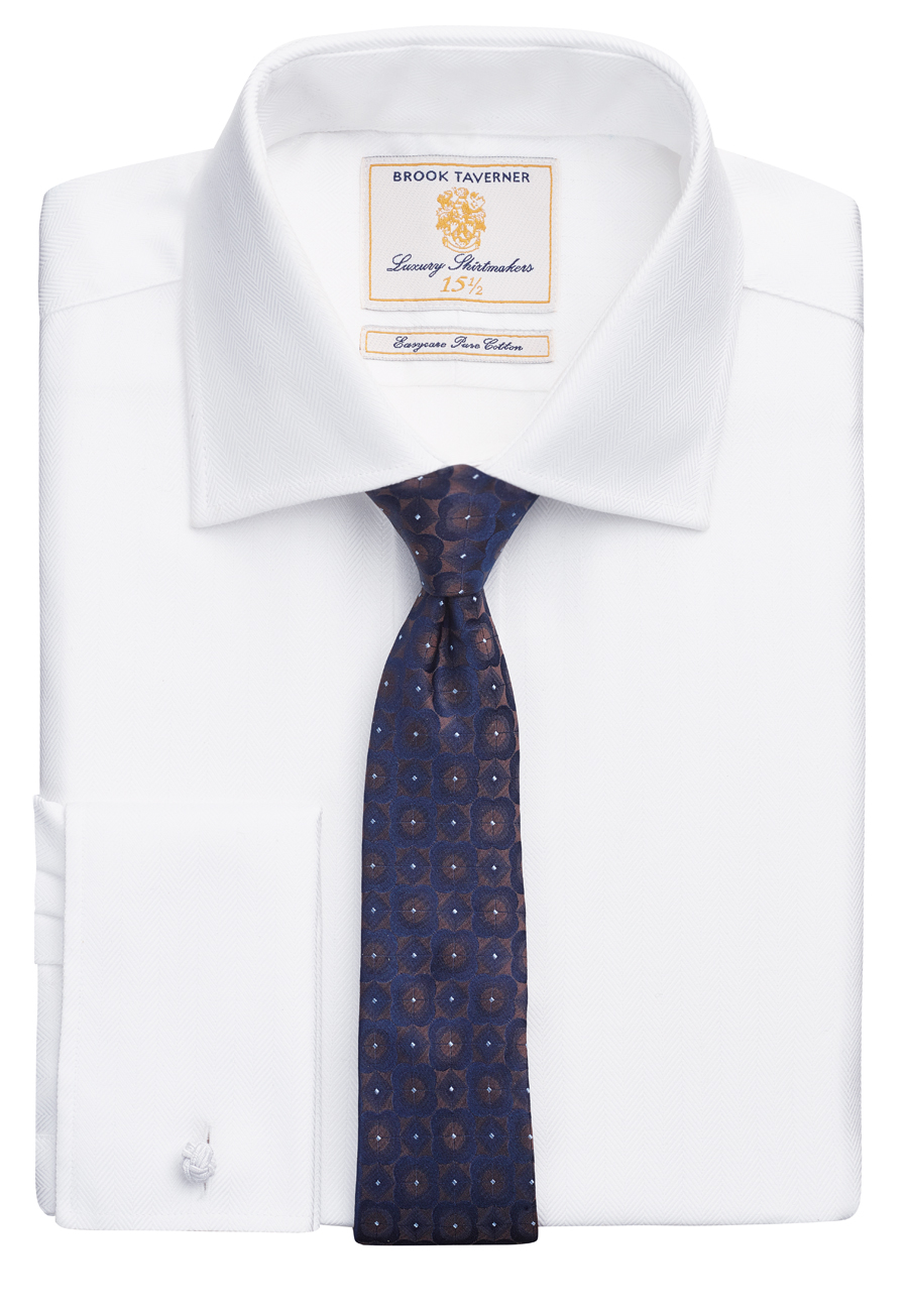 Prato Slim Fit Shirt Cotton Herringbone - Armstrong Aviation Clothing